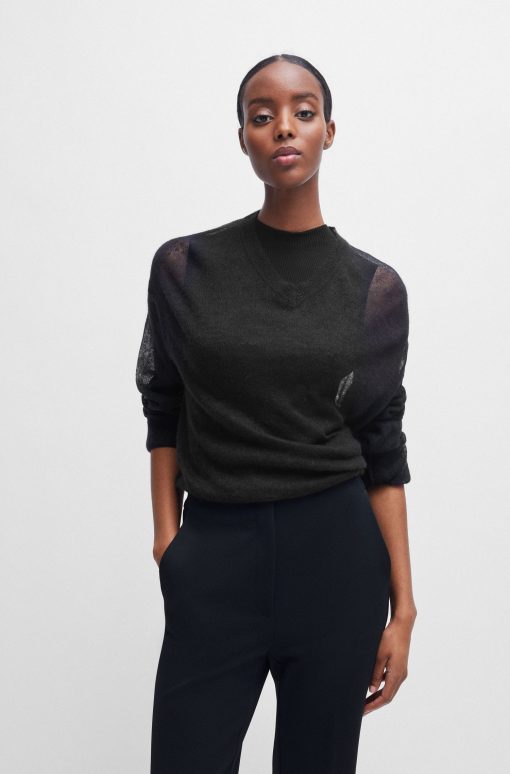 Hugo Boss Sweaters and Cardigans-V-neck sweater in a sheer knit-hugo boss sale