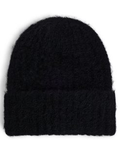 Hugo Boss Hats and Gloves-Ribbed beanie hat with stacked-logo trim-boss outlet 2