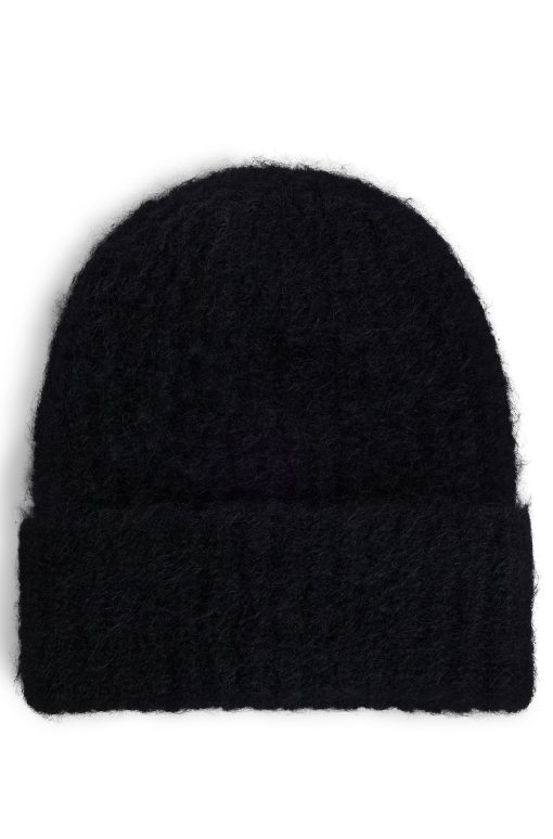 Hugo Boss Hats and Gloves-Ribbed beanie hat with stacked-logo trim-boss outlet - Image 2