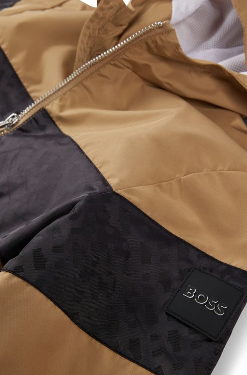 Hugo Boss-Kids' water-repellent hooded windbreaker with monogram detailing-hugo