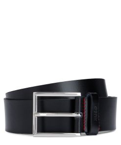 Hugo Boss Belts-Leather belt with logo-stamped keeper-hugo