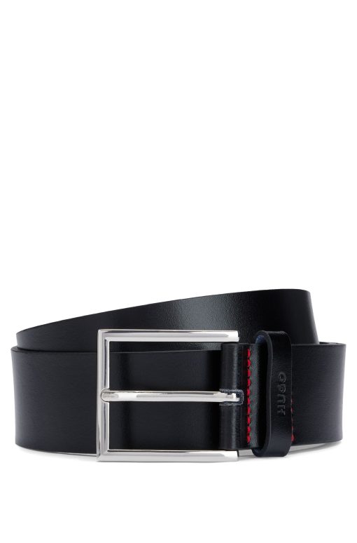 Hugo Boss Belts-Leather belt with logo-stamped keeper-hugo