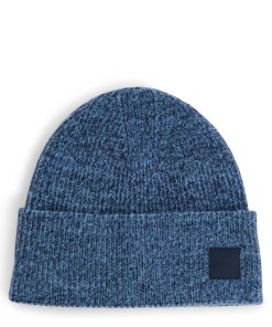 Hugo Boss-Ribbed beanie hat with contrasting logo label-hugo boss outlet