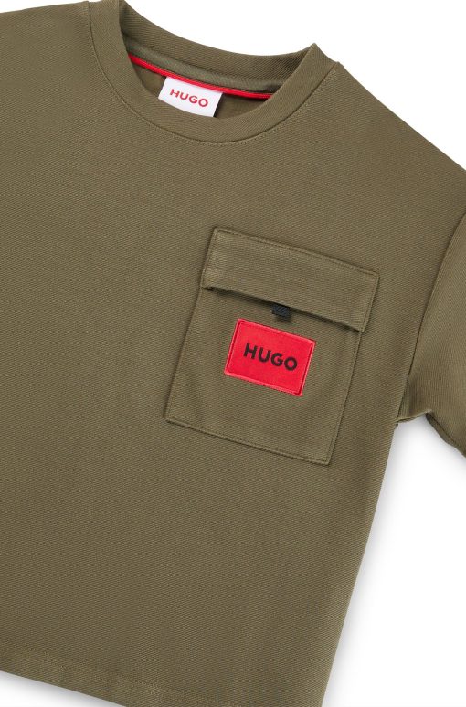 Hugo Boss-Kids' T-shirt in stretch jersey with red logo label-hugo boss outlet - Image 2