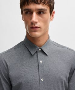 Hugo Boss-Slim-fit shirt in melange performance-stretch jersey-hugo boss outlet 2