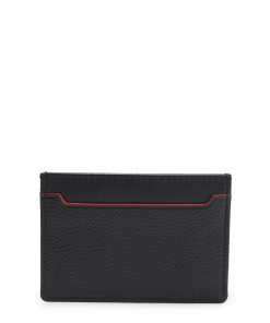 Hugo Boss Wallets and Key Rings-Grained-leather card holder with embossed logo-boss near me 2