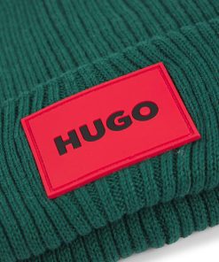 Hugo Boss-Kids’ knitted beanie hat with red logo label-hugo boss near me 2