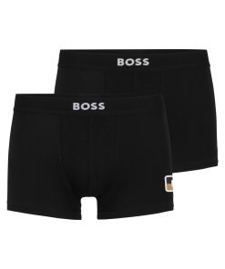 Hugo Boss Underwear-Two-pack of stretch-cotton trunks with logo waistbands-hugoboss