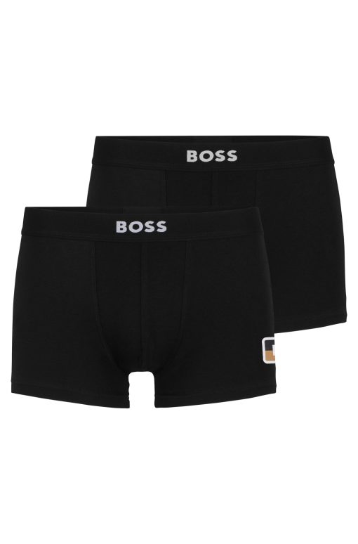 Hugo Boss Underwear-Two-pack of stretch-cotton trunks with logo waistbands-hugoboss