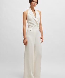 Hugo Boss Dresses-Halterneck jumpsuit with peak lapels-hugo boss store near me 2