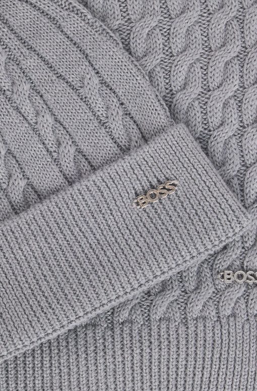 Hugo Boss Scarves-Gift-boxed wool scarf and hat set-boss store - Image 2