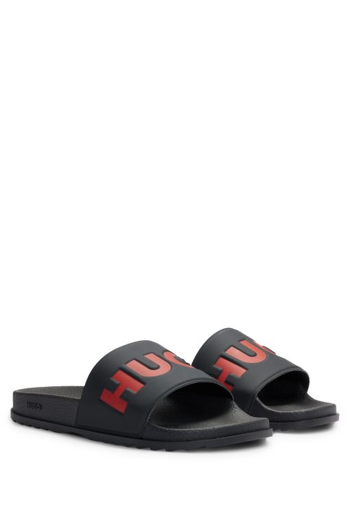 Hugo Boss-Slides with logo strap-hugo boss sale