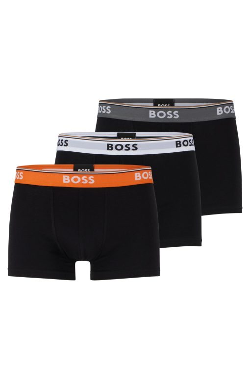 Hugo Boss Underwear-Three-pack of stretch-cotton trunks with logo waistbands-hugo boss outlet