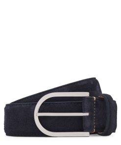 Hugo Boss Belts-Italian-suede belt with rounded brass buckle-hugo boss store