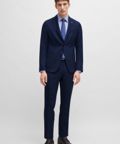 Hugo Boss-Slim-fit trousers in melange stretch cloth-boss store near me 2