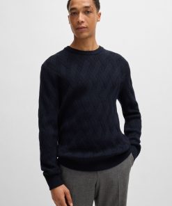 Hugo Boss Sweaters and Cardigans-Wool regular-fit sweater with knitted structure-boss hugo