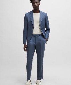 Hugo Boss Suits-Slim-fit suit in patterned virgin wool and silk-boss outlet 2