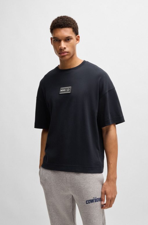 Hugo Boss T-Shirts-BOSS x NFL interlock-cotton T-shirt with special branding-hugo boss sale