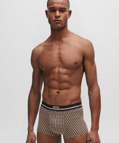 Hugo Boss Underwear-Stretch-cotton trunks with micro pattern and logo waistband-hugo boss sale 2