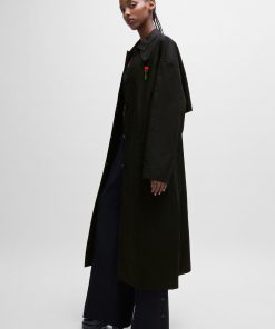 Hugo Boss Jackets and Coats-HUGO x Les Benjamins trench coat with beaded rose brooch-boss store near me