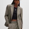 Hugo Boss Tailored Jackets-Slim-fit jacket in checked stretch material-hugo boss near me 3