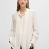 Hugo Boss Blouses-Regular-fit blouse in silk twill with scarf neckline-boss outlet 3