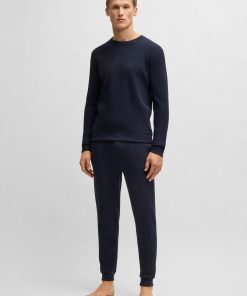 Hugo Boss Sweatshirts and Jogging Pants-Logo-embroidered sweatshirt in a waffle knit-hugo boss near me 2