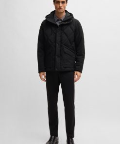 Hugo Boss Jackets and Coats-Down jacket in comfort-stretch ripstop with hooded collar-hugo boss sale 2