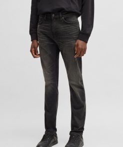 Hugo Boss Pants-Slim-fit jeans in black stretch denim-hugo boss sale