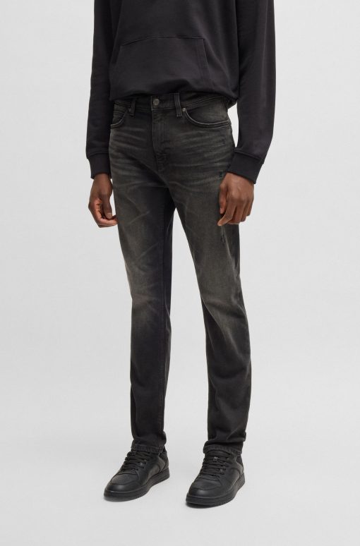 Hugo Boss Pants-Slim-fit jeans in black stretch denim-hugo boss sale