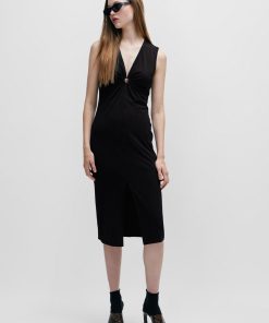 Hugo Boss Dresses-Sleeveless midi dress with cut-outs and ring detail-hugoboss 2