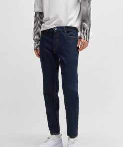 Hugo Boss Pants-Tapered-fit jeans in dark-blue stretch denim-hugo boss near me