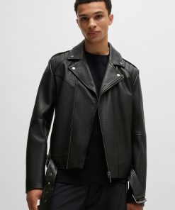 Hugo Boss Jackets and Coats-Buffalo-leather jacket with contrast lining-hugo boss store near me