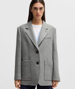 Hugo Boss Tailored Jackets-Oversize-fit blazer in melange wool-hugo boss near me