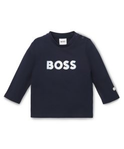 Hugo Boss-Baby long-sleeved T-shirt in cotton with logo print-hugo boss near me