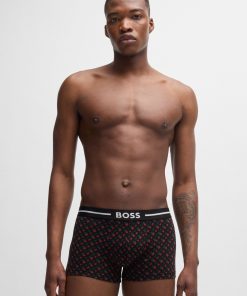 Hugo Boss Underwear-Three-pack of stretch-cotton trunks with logo waistbands-hugo by hugo boss 2