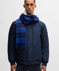 Hugo Boss Scarves-Wool scarf with twisted fringes-boss store 2