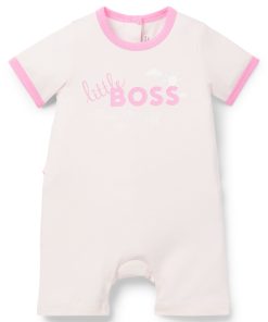 Hugo Boss-Baby playsuit in cotton with printed logo and artwork-hugo by hugo boss