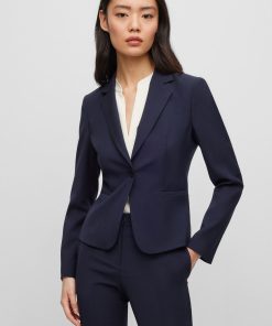 Hugo Boss Tailored Jackets-Regular-fit button-up jacket in virgin wool-boss store