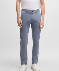 Hugo Boss Pants-Regular-fit chinos in stretch-cotton satin-boss near me