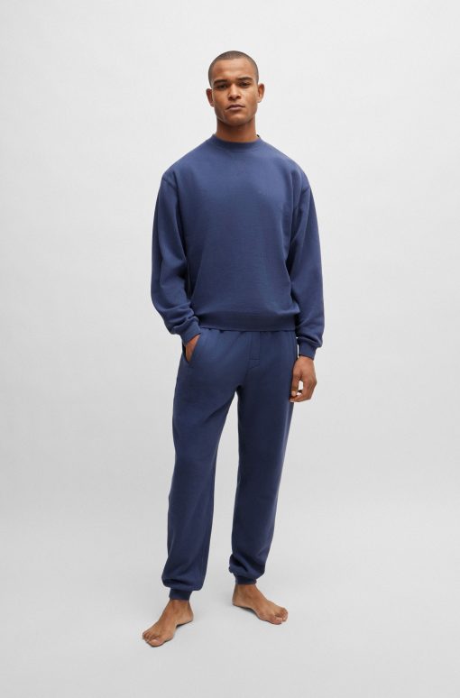 Hugo Boss Sweatshirts and Jogging Pants-Cotton-terry relaxed-fit sweatshirt with flocked logo-hugo boss store - Image 2