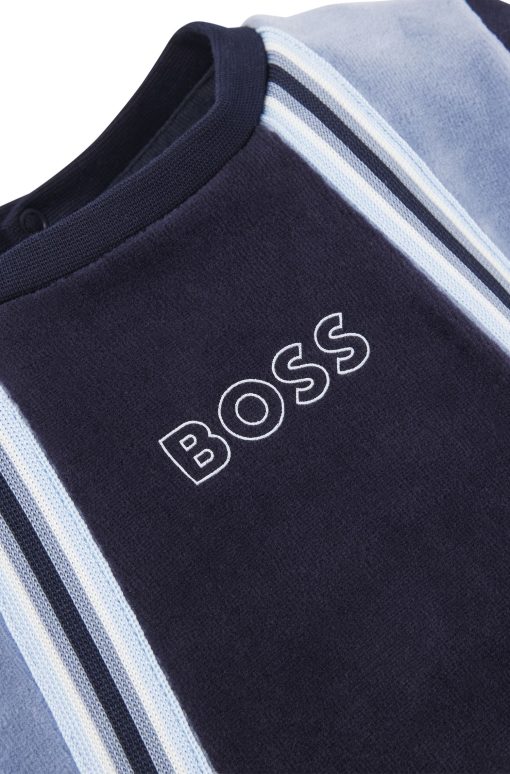 Hugo Boss-Baby logo-print sleepsuit in velvet-hugo boss sale - Image 2