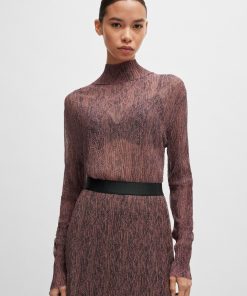 Hugo Boss Tops-High-neck top in plissé tulle-hugo boss sale