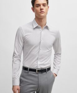 Hugo Boss-Slim-fit shirt in patterned performance-stretch fabric-boss near me