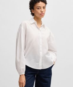 Hugo Boss Blouses-Regular-fit blouse in cotton poplin with point collar-hugo boss outlet