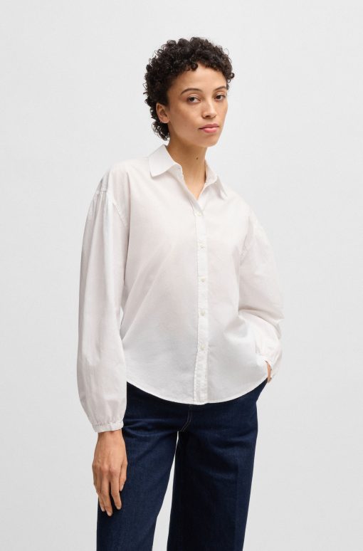 Hugo Boss Blouses-Regular-fit blouse in cotton poplin with point collar-hugo boss outlet