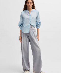 Hugo Boss Blouses-Regular-fit blouse in cotton voile with wide sleeves-hugoboss 2