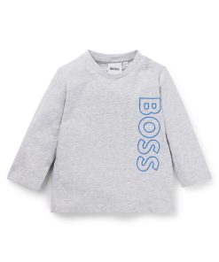 Hugo Boss-Kids’ long-sleeved T-shirt in cotton with vertical logo-hugo boss near me