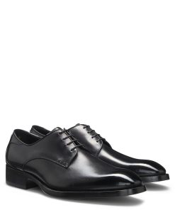 Hugo Boss Business Shoes-Burnished-leather Derby shoes with stitch details-hugo boss store