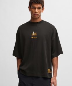 Hugo Boss T-Shirts-BOSS x NFL cotton T-shirt with gold-tone embroidery-boss hugo